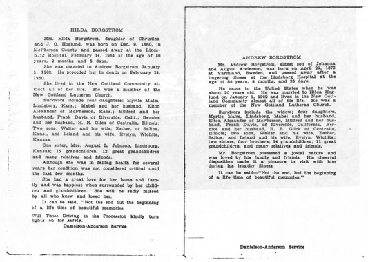 Hilda and Andrews Obituary